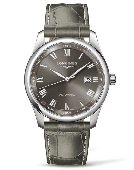 Longines Longines Master Collection L2.793.4.71.3  L27934713 механические мужские часы коричневый циферблат, браслет кожаный — вид спереди